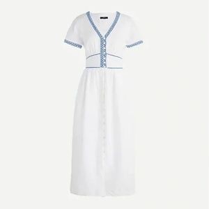 J. Crew Embroidered Linen Dress with Liner Size 8 NEW without tags